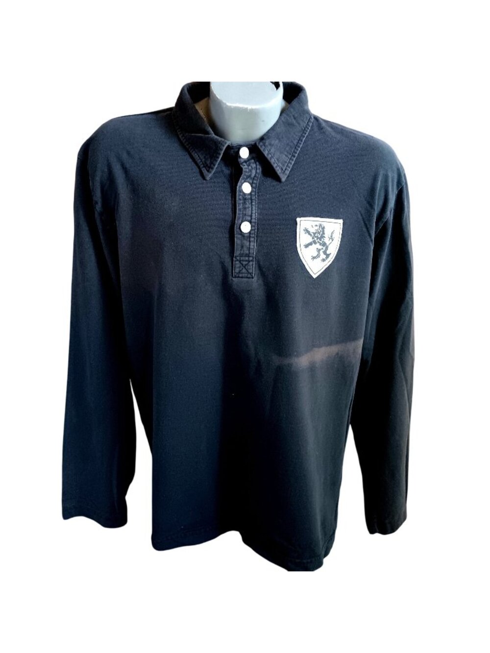Lion Crest Patch Old Navy Vintage XL Rugby Shirt Mens Polo Black Long Sleeve